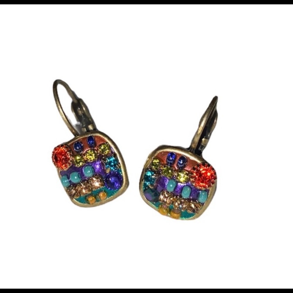 Multi bright square earrings